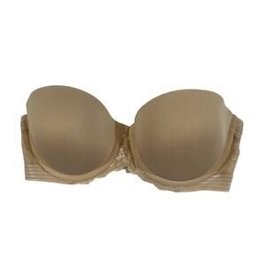 Maidenform, Strapless Lace Push-up Bra Size 36C, Beige